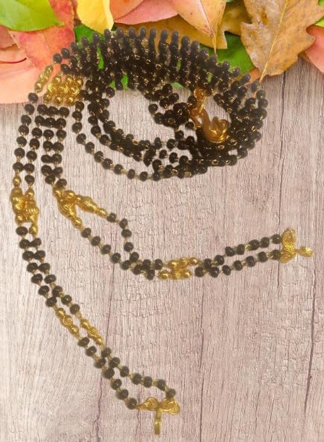 Bhumi Creation Micro Gold Plated & Copper Traditional Designer Fashion Jewellery Mangalsutra Nallapusalu Black Beads Chain for Women - Image 2