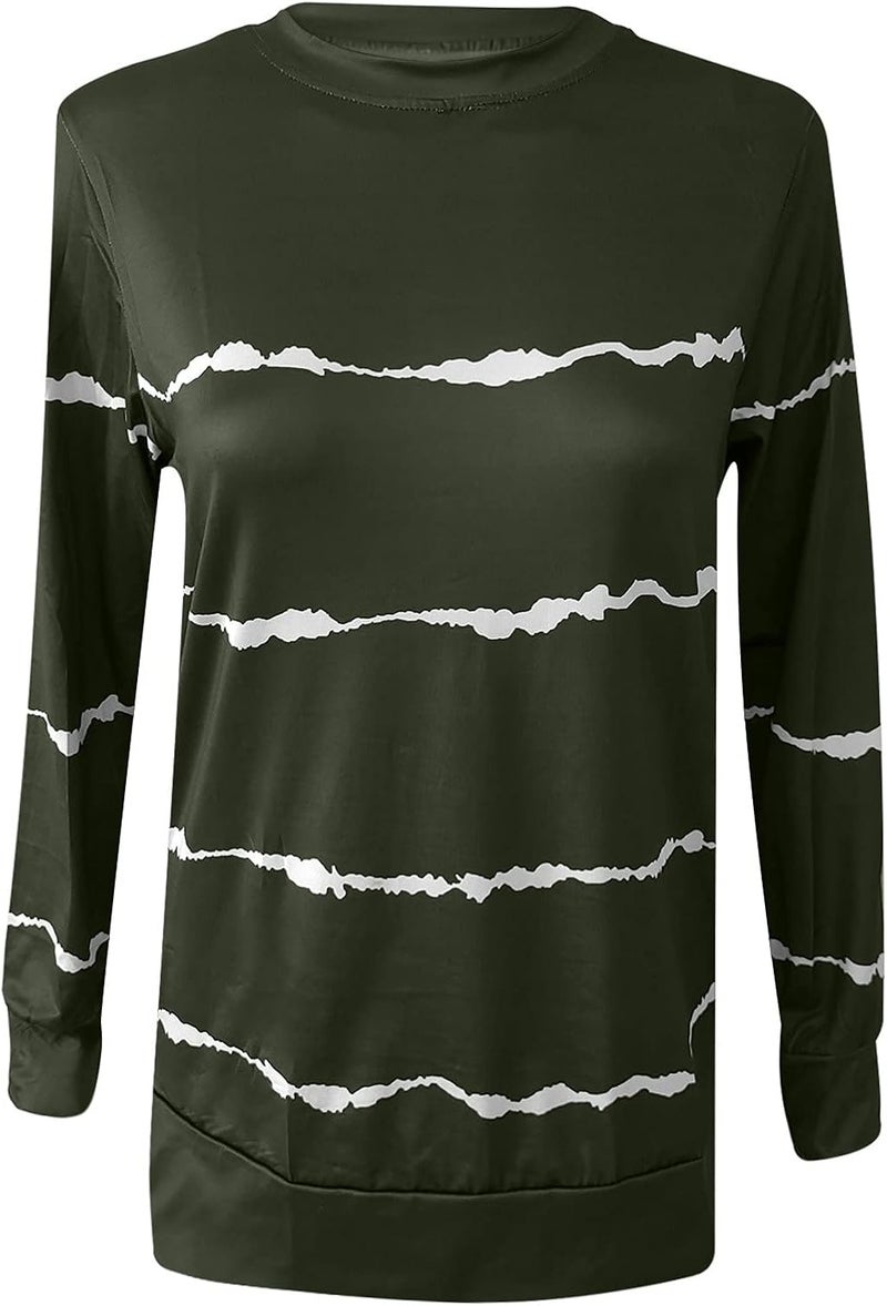 cheekyglo Womens 2022 Fall Winter Fashion Tops Casual Long Sleeve Crewneck Sweatshirt Blouse Striped Loose Soft Pullover Shirts - Image 4