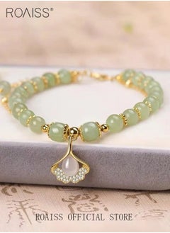 roaiss Fashion Jade Beads Two Layer Bracelet Women Girls Bracelet Leaf Lucky Jewelry Gifts Exquisite Bracelets Gemstone  - Image 4