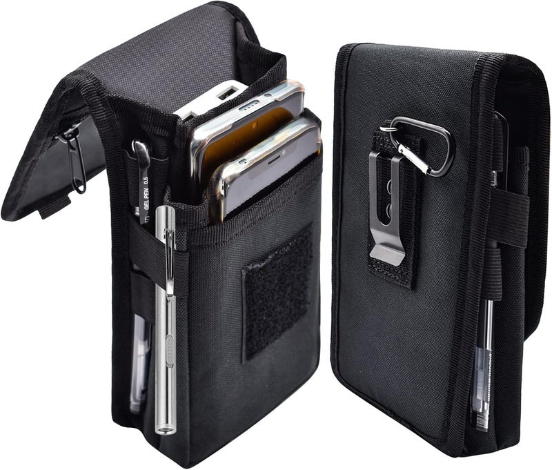 KATOLK Dual Phone Holster, Large Smartphone Pouch, Belt Cell Phone Holder for iPhone 16/15/14 Pro Max & Samsung Phones, Compatible with Power Bank, for Work, Hiking, Camping, Barbecue, Rescue (L) - Image 1