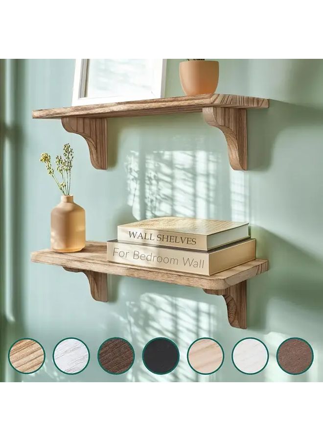 Black Solid Wood Floating Shelves 17 Inch 2pcs Easy To Install Farmhouse Wall Decor - Image 2