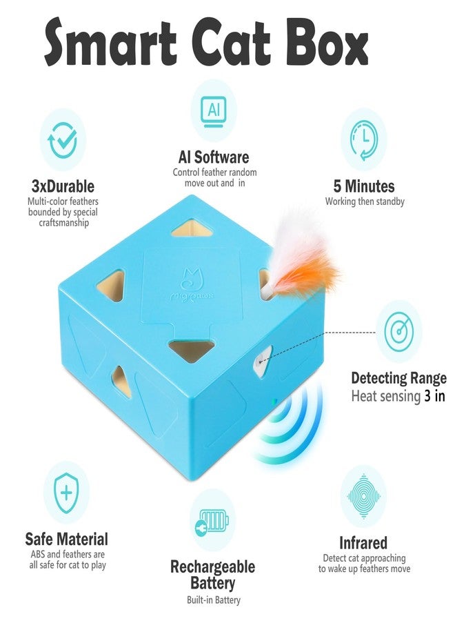 Migipaws MigiBox Cat Toy, Interactive Kitten Toy for Indoor Cats, Automatic Pop Out Feathers from 7 Holes Randomly, Pounce Mystery Under Cover to Stimulate Bored Furry, Rechargable - Image 3