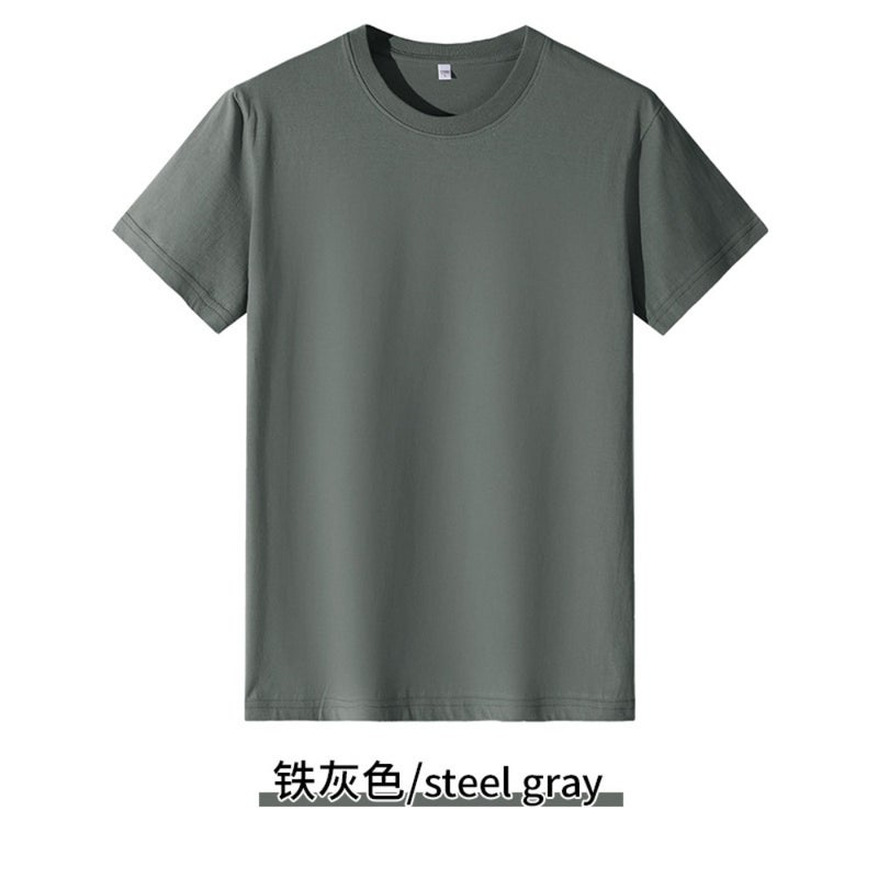 Summer casual short-sleeve 100 cotton T-shirt for men and women, solid color, custom logo printing, team cultural wear, work uniform - Image 2