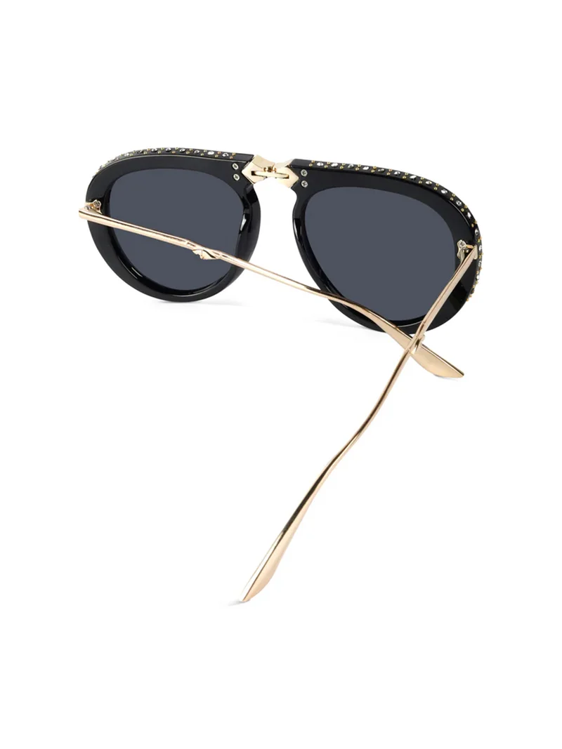 ووجلز Red Pappy Crystara Black Aviator Sunglasses
