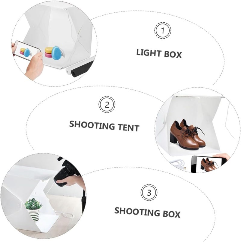 Kichvoe Mini Photo Box Light Tent 20cm Portable Folding Photography Studio with LED Lighting and 4-Color Backdrops for Product Shooting - Image 3