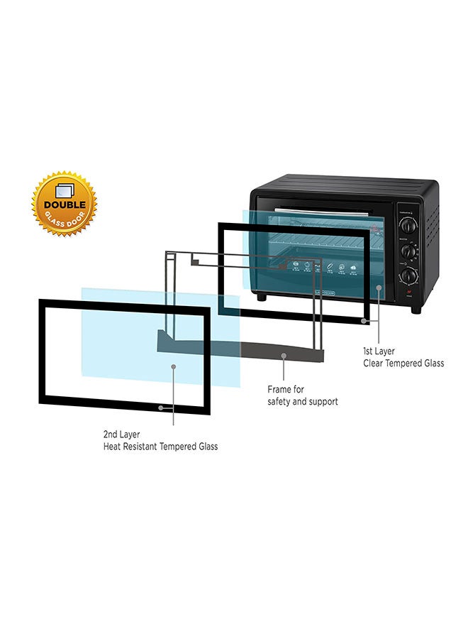 BLACK+DECKER Electric Oven Multifunction With Double Glass And Rotisserie For Toasting/Baking/Broiling 45 L 1800 W TRO45RDG-B5 Black - Image 4