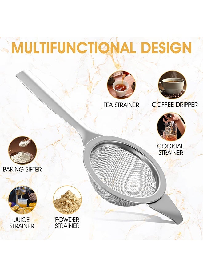 Silver Ultra Fine Mesh Matcha Strainer with Drip Bowl & Handle, Stainless Steel Tea Sifter for Matcha Loose Tea Coffee Cocktail - Image 4