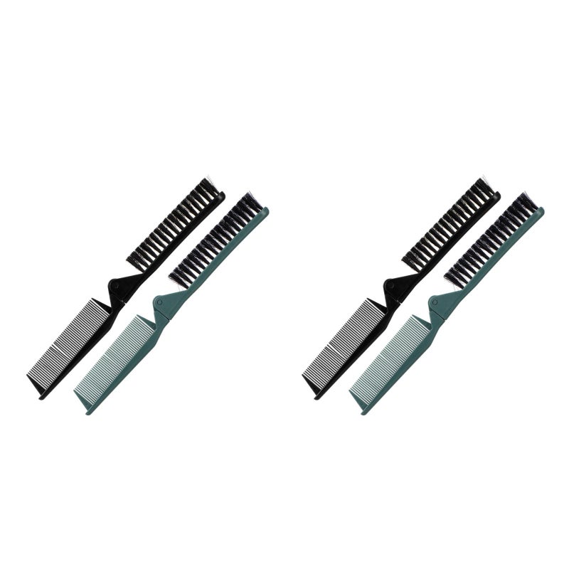4 Pcs Hair Styling Salon Brush Comb Folding Comb Double Use Comb for Curly And Straight Hair - Image 1