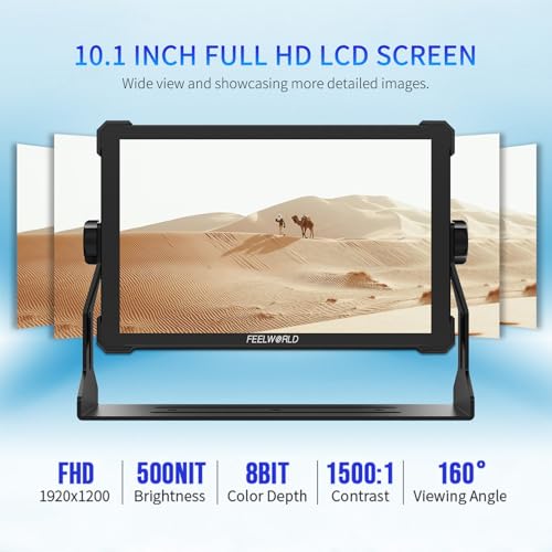 FEELWORLD T10 10.1-Inch Camera Field Monitor with Touchscreen, Supports 4K HDMI 60Hz, 3D LUT, 1920x1080 Resolution, HDR, Waveform, NP-F970 External Installation, Aluminum Alloy Shell. - Image 2