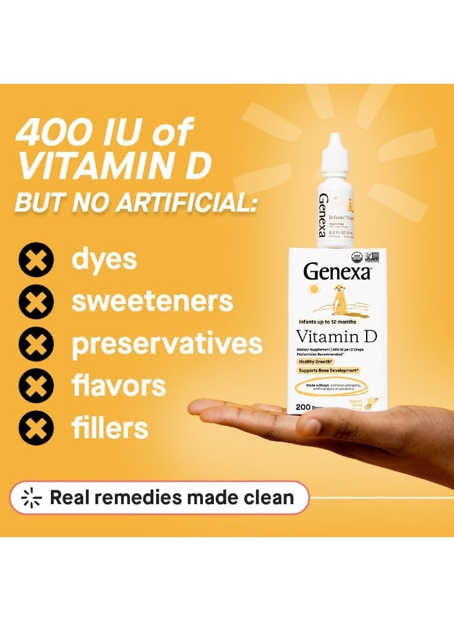 Genexa Infants’ Vitamin D Drops - 270 Servings (3Pk) - Promotes Healthy Growth - Organic, Gluten Free & Non-Gmo  - Image 2