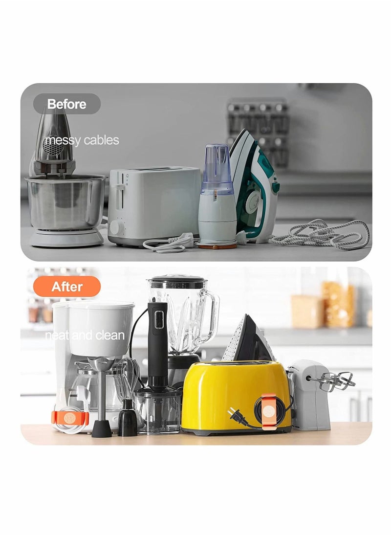 Cord Holder Cable Clips, Cord Organizer for Kitchen Appliances, 4PCS Self-Adhesive Rotatable Cord Wrap Organizers, for Organizing USB, Computer Cables Power Cords Management Clips, Home, Office Tidy - Image 2