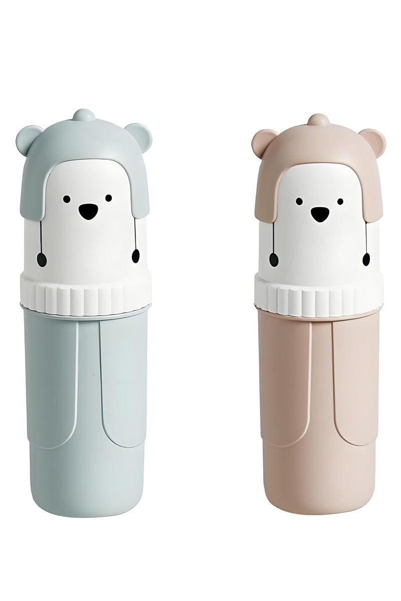 Bukela 2 PCS Toothbrush Holder, Cute Portable Toothbrush Holder Box Travel Toothbrush Cup Mouthwash Cup Toothpaste Storage Container Bathroom Outdoor Supplies(Pink and Green) - Image 1