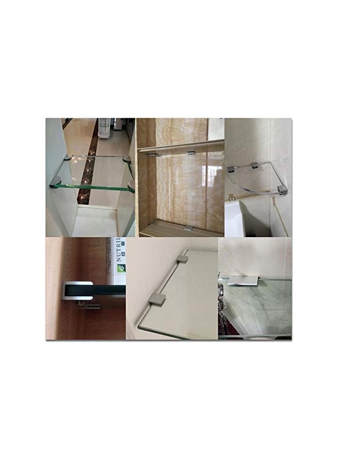 The Bros The Bros Kyien Pack of 8 Aluminum Alloy Square Glass Shelf Clamp Clip Holder Support Bracket (B: Suitable for 5-8 mm Thick Glass)  - Image 3