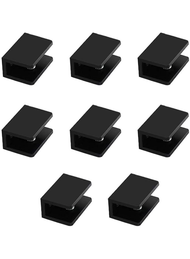 The Bros The Bros Kyien Pack of 8 Aluminum Alloy Square Glass Shelf Clamp Clip Holder Support Bracket (B: Suitable for 5-8 mm Thick Glass)  - Image 1