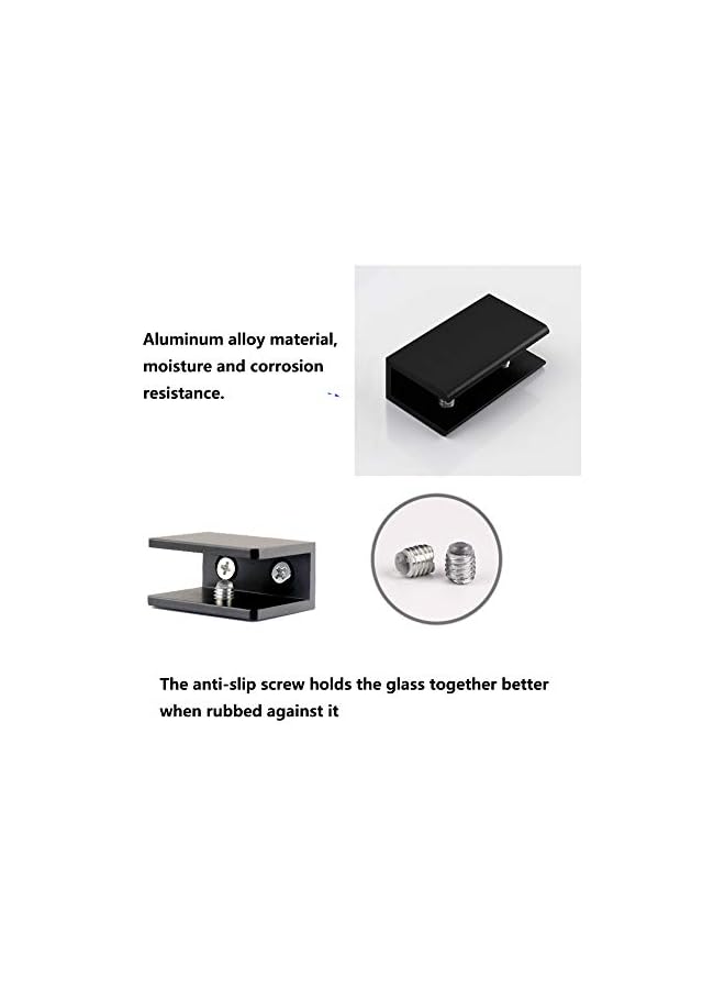 The Bros The Bros Kyien Pack of 8 Aluminum Alloy Square Glass Shelf Clamp Clip Holder Support Bracket (B: Suitable for 5-8 mm Thick Glass)  - Image 5