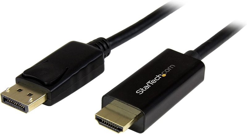 StarTech .com 6ft (2m) DisplayPort to HDMI Cable - 4K 30Hz - DisplayPort to HDMI Adapter Cable - DP 1.2 to HDMI Monitor Cable Converter - Latching DP Connector - Passive DP to HDMI Cord (DP2HDMM2MB) - Image 1