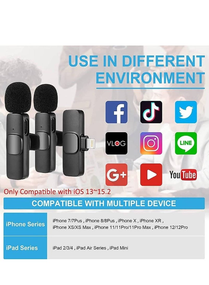 زوم ميكروفون لاسلكي Lavalier لجهاز iPhone iPad ، ميكروفون لاسلكي قابل للتشغيل للتسجيل ، البث المباشر ، YouTube ، TikTok ، Facebook ، مزامنة تلقائية للحد من الضوضاء - Image 2