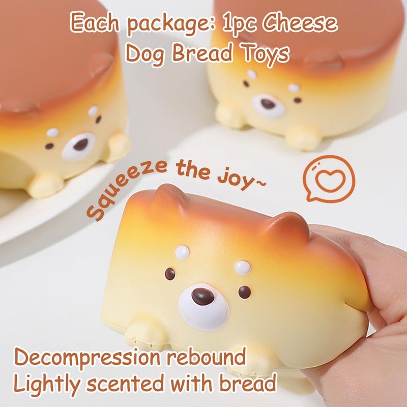 KEJIH Cheese Puppy Slow Rising Toys - Dog Cake Squishy Stress Ball Fidget Toy, Stress Relief for Kids u0026 Adults - Image 5