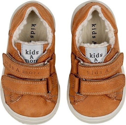 Kids A More Pearl Double Velcro Leather Fur Unisex Shoes Cinnamon  - Image 3