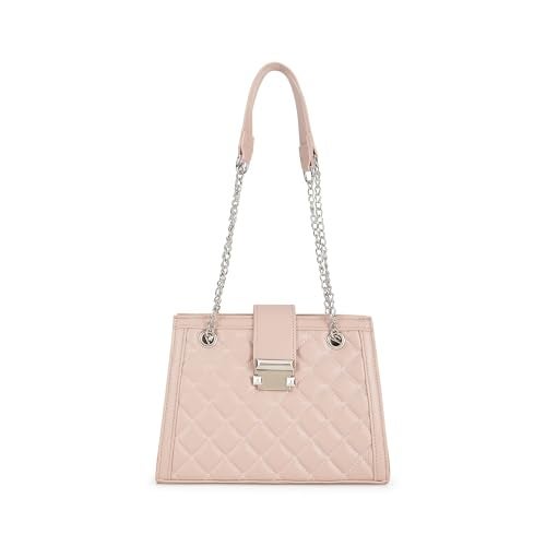 fastrack Pink SnapLock Shoulder Bag | Quilted Faux-Leather Women’s Handbag |Bag with Chain Strap & Dual Closure - Image 1