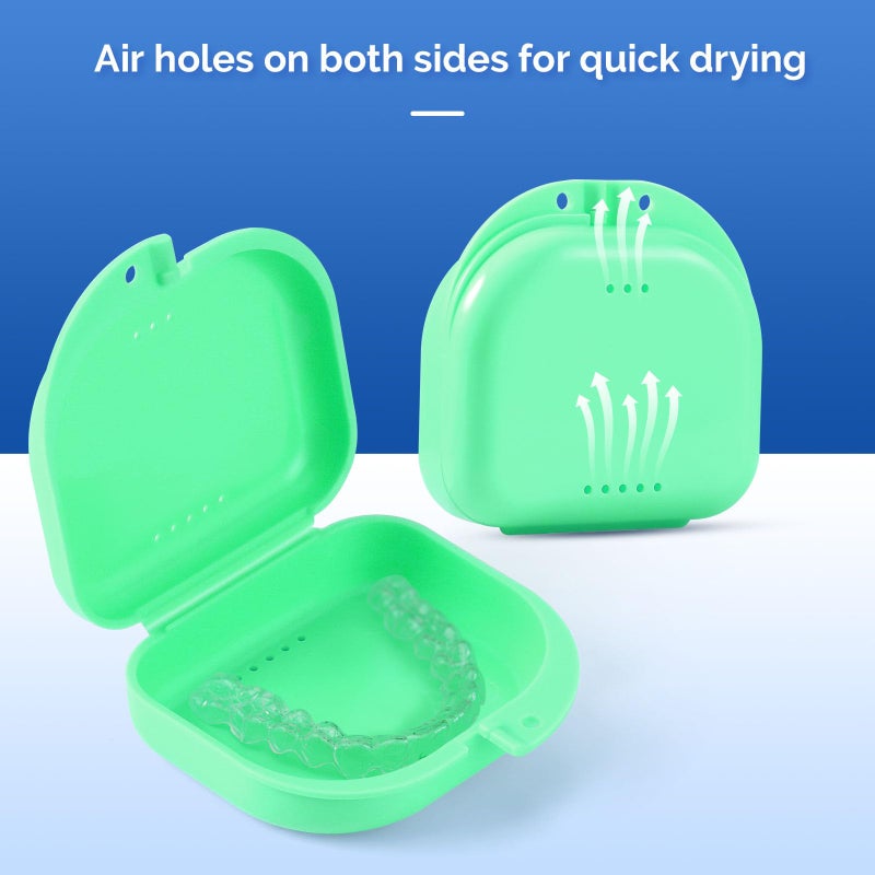 JMU Retainer Case with Vent Holes, Mouth Guard Case Dental Storage Container, Lime Green - Image 2