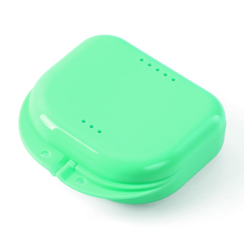 JMU Retainer Case with Vent Holes, Mouth Guard Case Dental Storage Container, Lime Green - Image 1