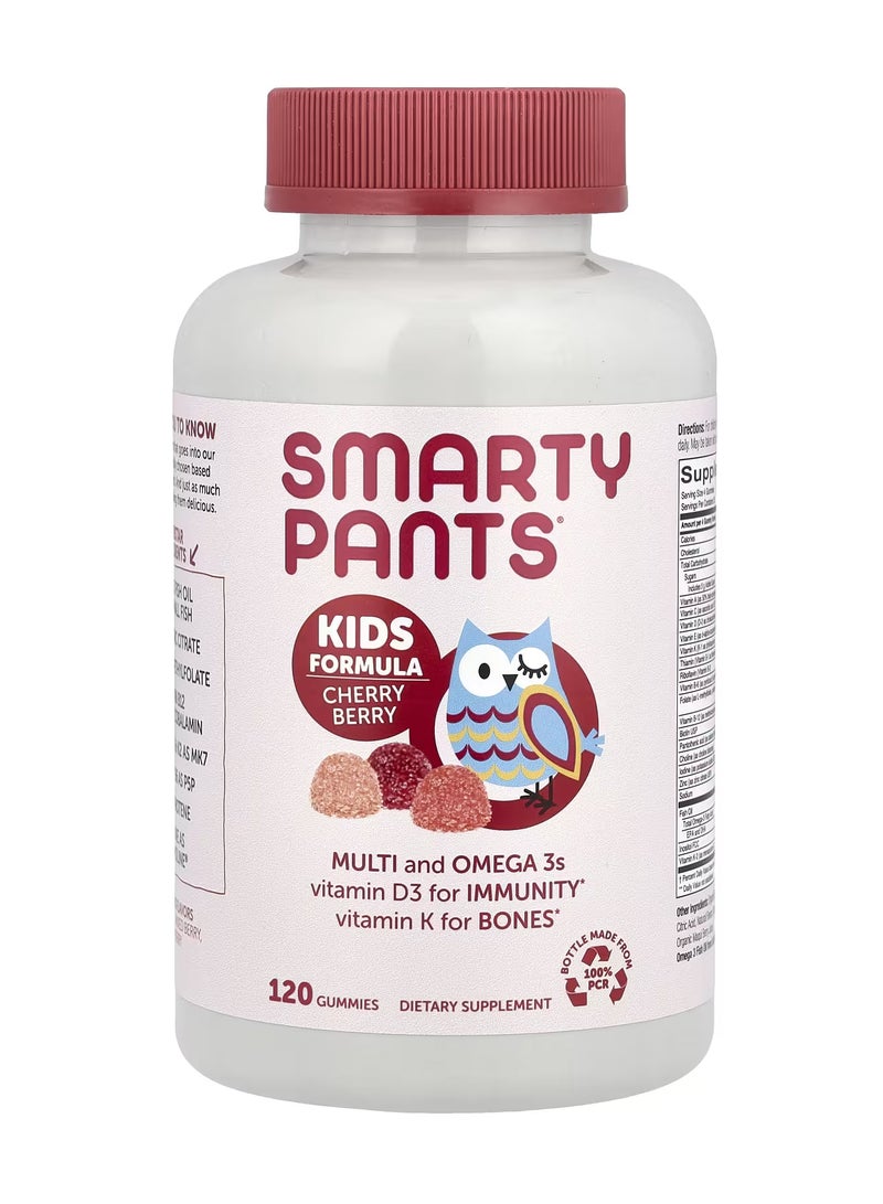 SmartyPants Kids Formula Multi and Omega 3s Cherry Berry 120 Gummies