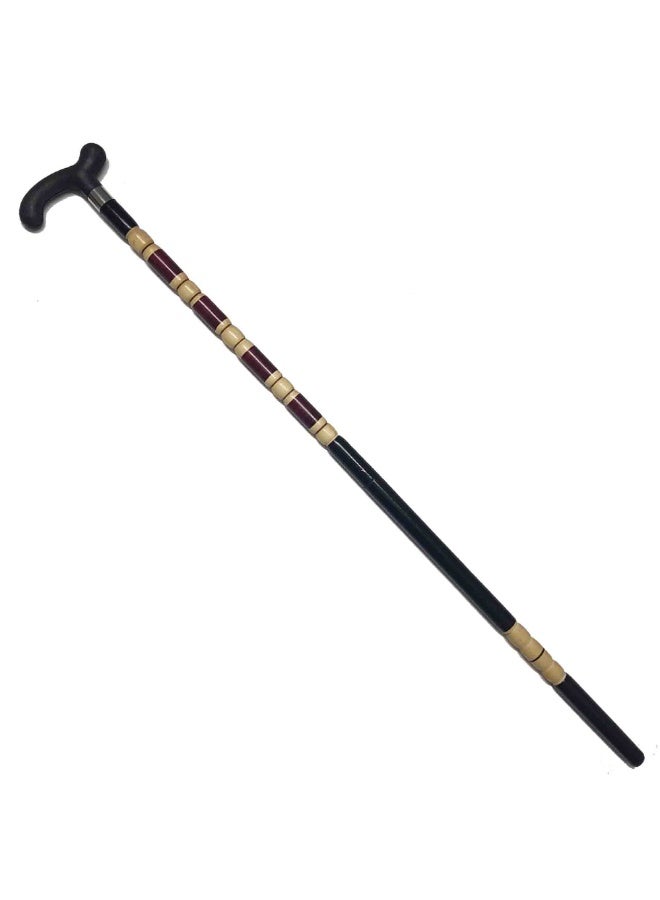 Aswan beech wood cane for men, black, white and red - Image 1