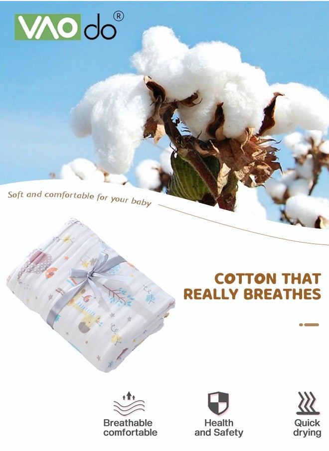 VAOdo 5 PCS Baby Washcloth and Bath Towel 6-layer Fine Weaving Process Skin-friendly Antibacterial 100% Cotton Gauze Baby Towel Blanket*1PCS and Towel*5PCS  - Image 2