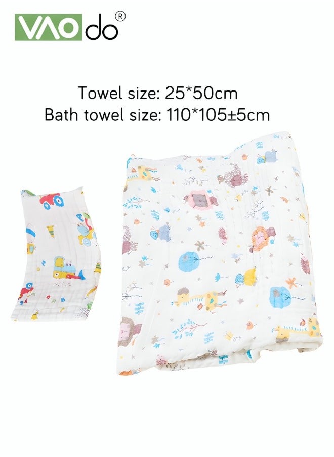 VAOdo 5 PCS Baby Washcloth and Bath Towel 6-layer Fine Weaving Process Skin-friendly Antibacterial 100% Cotton Gauze Baby Towel Blanket*1PCS and Towel*5PCS  - Image 4
