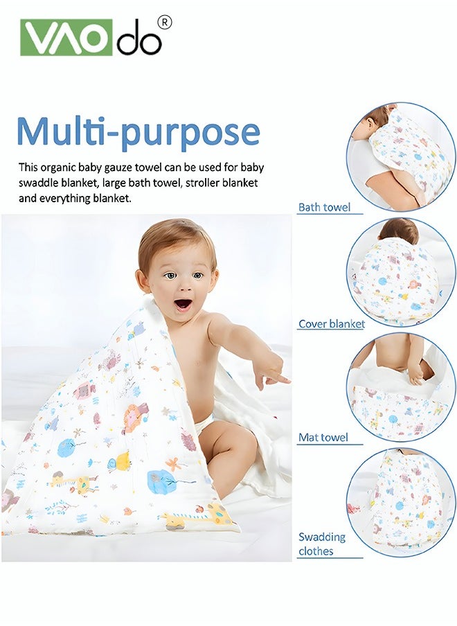 VAOdo 5 PCS Baby Washcloth and Bath Towel 6-layer Fine Weaving Process Skin-friendly Antibacterial 100% Cotton Gauze Baby Towel Blanket*1PCS and Towel*5PCS  - Image 3
