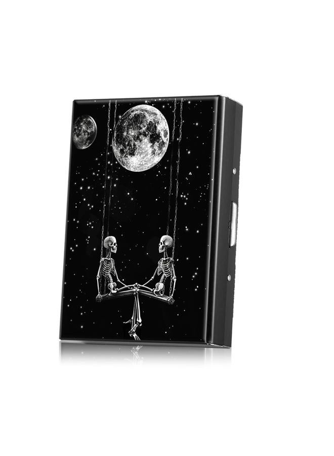 WZCJDHMJ Metal Women Wallets,Small Credit Card Holder for Women Ladie Men Wallet with 6 Card Slots, Moon Skull - Image 1