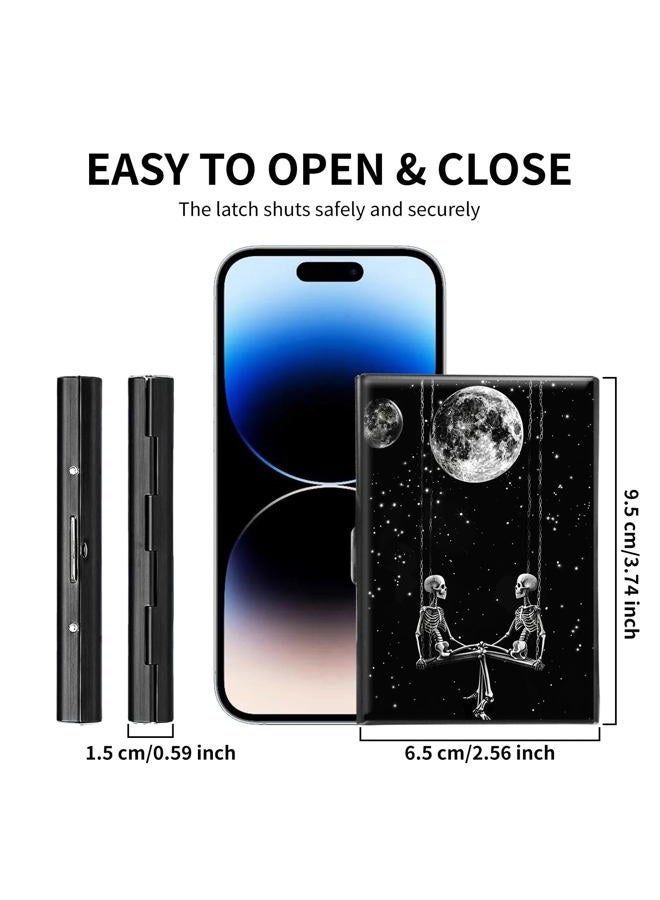 WZCJDHMJ Metal Women Wallets,Small Credit Card Holder for Women Ladie Men Wallet with 6 Card Slots, Moon Skull - Image 3