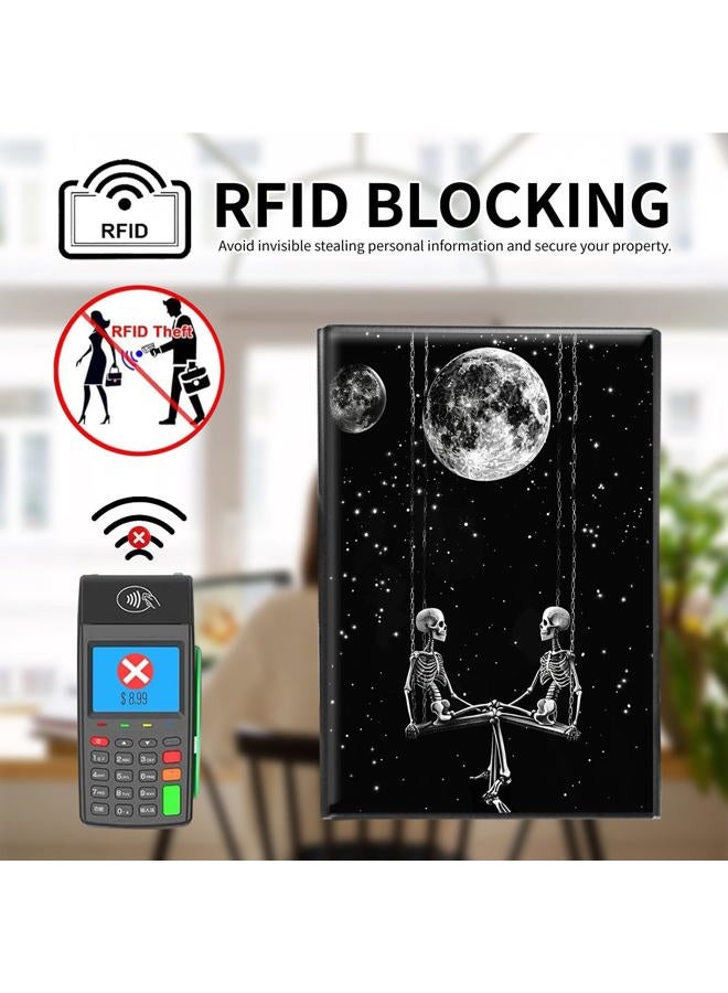 WZCJDHMJ Metal Women Wallets,Small Credit Card Holder for Women Ladie Men Wallet with 6 Card Slots, Moon Skull - Image 4