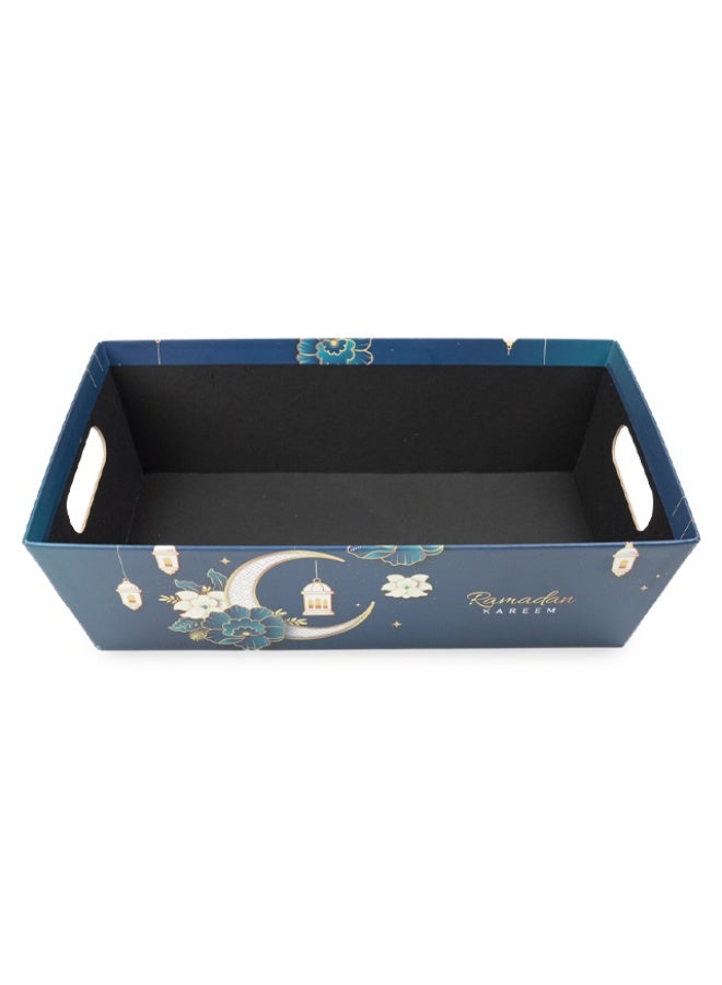 Ramadan Gift Box, Crescent with Green Flowers - 35x10cm, UAE