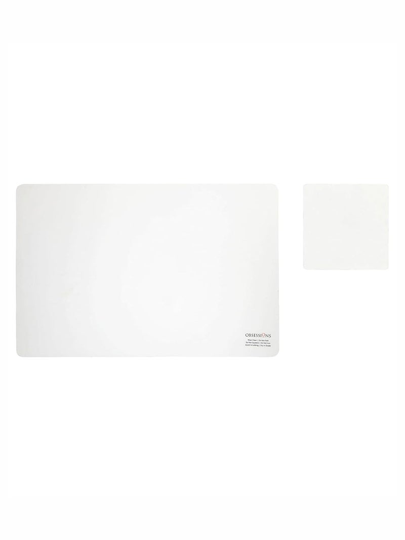 Obsessions Stylish PVC Placemats & Coasters Set of 6 - Heat and Stain Resistant, Wipeable, Durable, 30x45 cm, Blue and Gold - Ideal for Modern Dining Tables - Image 3