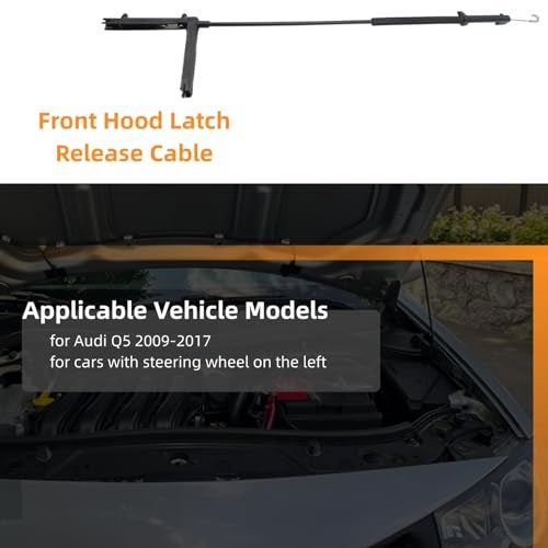 McrGinly Front Hood Latch Release Cable Compatible with Audi Q5 2009-2017 8R1823531A - Image 2