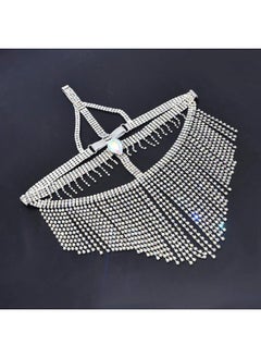 Idealway Belly Dance Masquerade Headchain Mask Lady Cosplay Belly Dance Nightclub Jewelry Rhinestone Veil Halloween Dance Play Accessories (Silver)  - Image 3