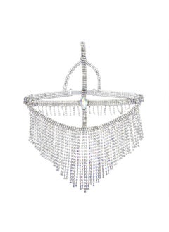Idealway Belly Dance Masquerade Headchain Mask Lady Cosplay Belly Dance Nightclub Jewelry Rhinestone Veil Halloween Dance Play Accessories (Silver)  - Image 2