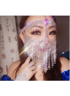 Idealway Belly Dance Masquerade Headchain Mask Lady Cosplay Belly Dance Nightclub Jewelry Rhinestone Veil Halloween Dance Play Accessories (Silver)  - Image 5