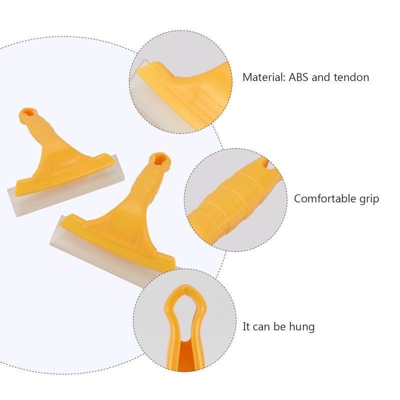Yellow Short Handle Silicone Squeegee 2 Pack Car Window Tint Tool Glass Cleaner - Image 4