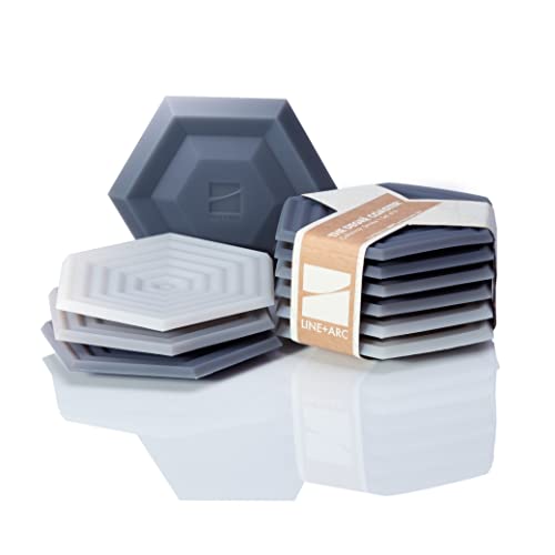 LINE+ARC Extra Thick Silicone Coasters Waterproof Anti-Stain Heat-Safe Dishwasher-Safe Degrē Coasters Original (Set of 6, Smoke) Outdoor Rubber Mid-Century Modern - Image 1