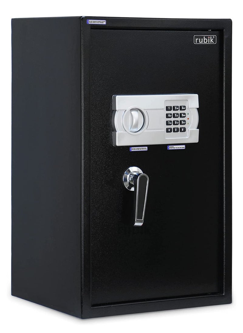Rubik - Large Safe Box with Digital Keypad and Key Lock, Fire Resistant Security Box Protect Money Jewellery Passports Documents for Home Office (Size 60x36x30cm) Black RB60EG-CX - Image 1