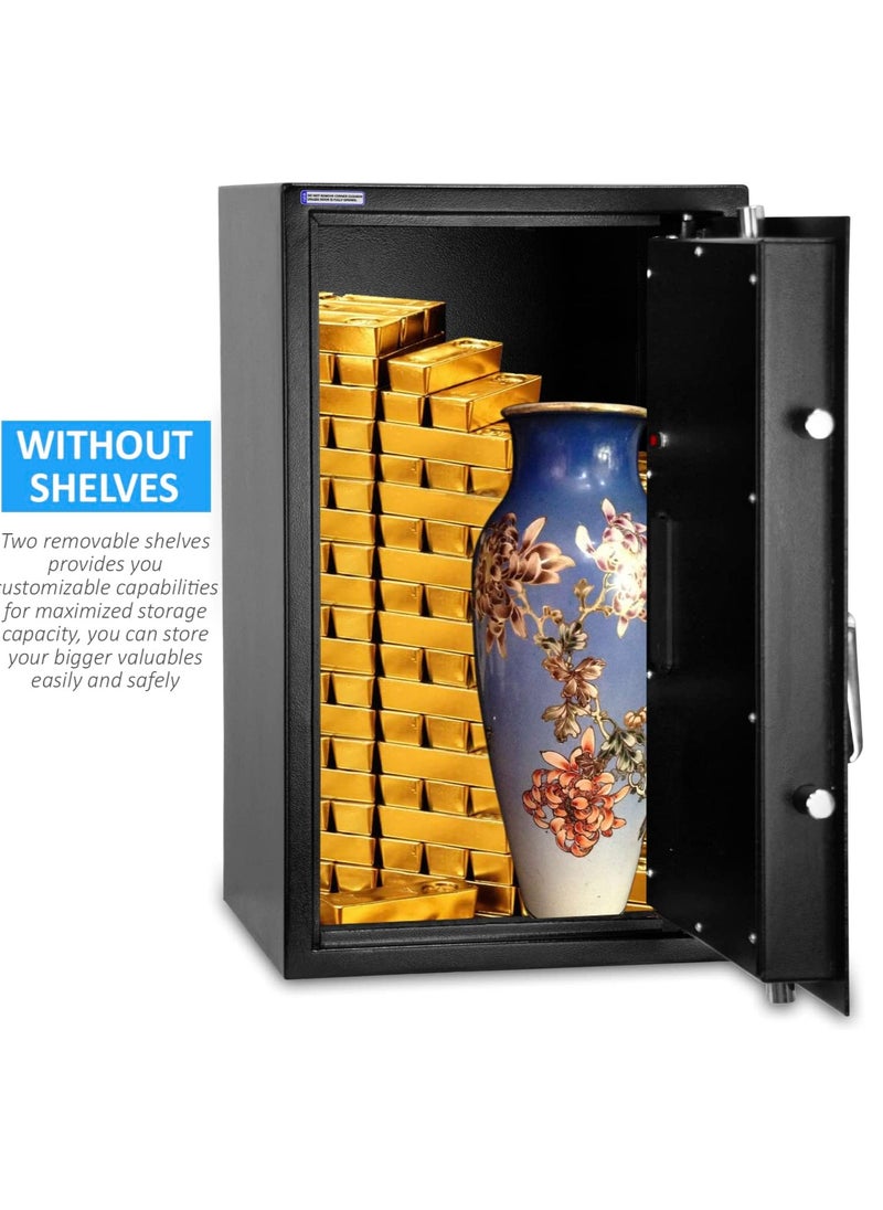 Rubik - Large Safe Box with Digital Keypad and Key Lock, Fire Resistant Security Box Protect Money Jewellery Passports Documents for Home Office (Size 60x36x30cm) Black RB60EG-CX - Image 1