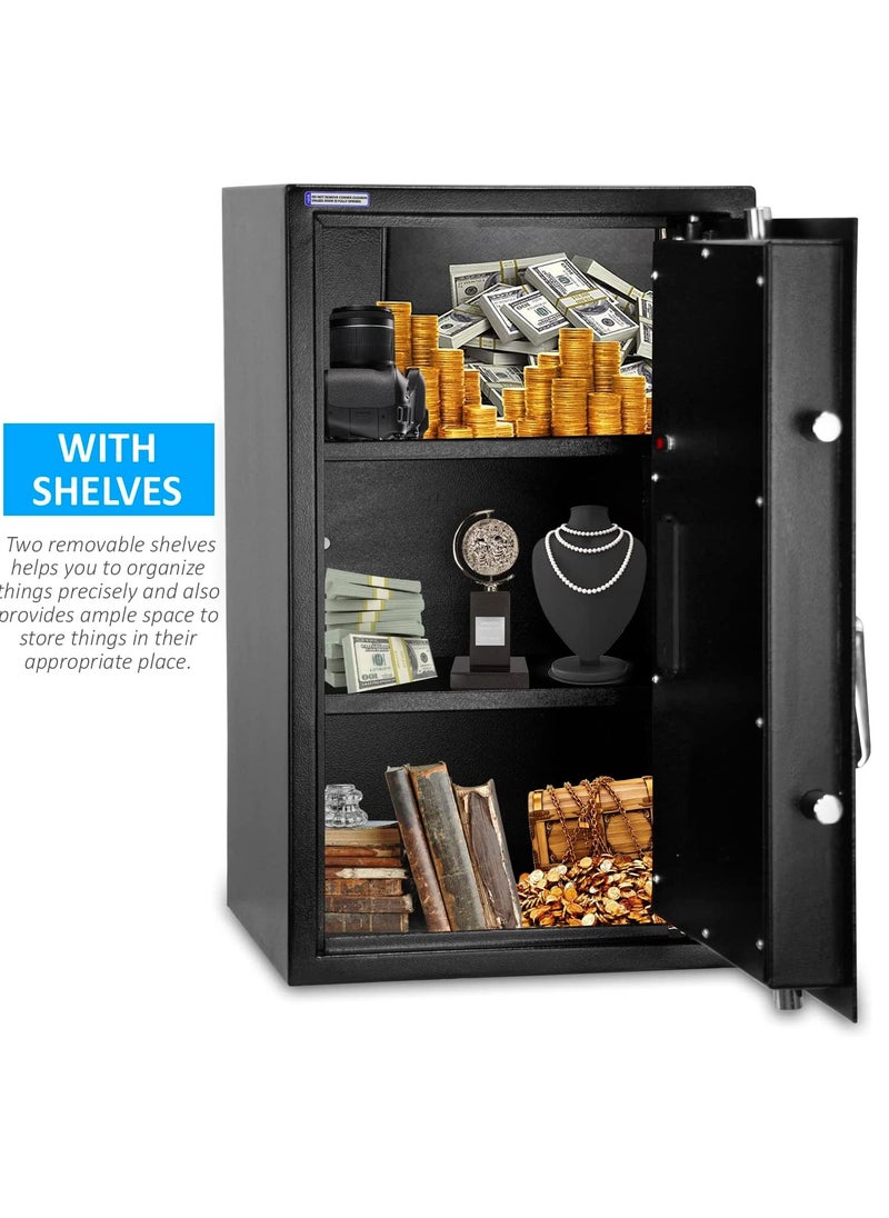 Rubik - Large Safe Box with Digital Keypad and Key Lock, Fire Resistant Security Box Protect Money Jewellery Passports Documents for Home Office (Size 60x36x30cm) Black RB60EG-CX - Image 1