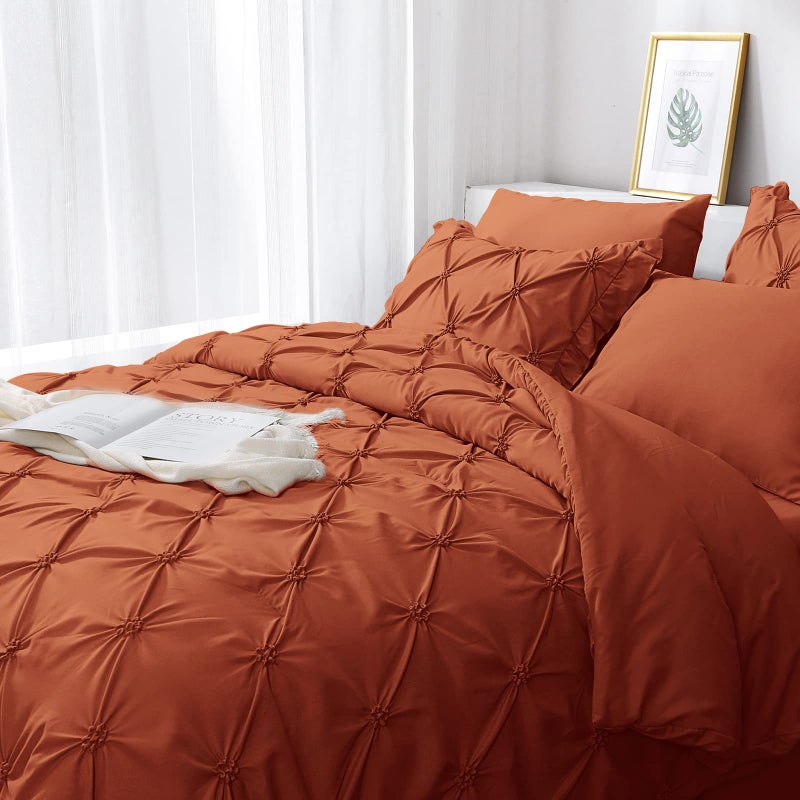 جولي فوغ Jollyvogue Burnt Orange الحجم الكامل الحافز مجموعات 7 قطع سرير بينتوك في حقيبة المعزي مجموعة لمادة الفراش غرفة نوم مع أوراق المعززة - Image 4