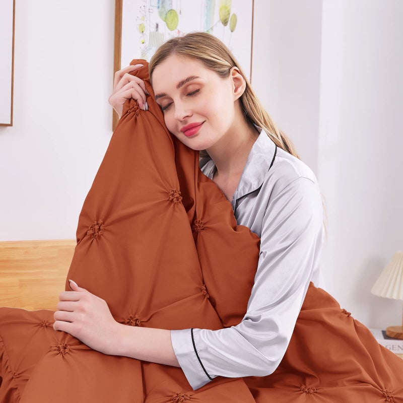 جولي فوغ Jollyvogue Burnt Orange الحجم الكامل الحافز مجموعات 7 قطع سرير بينتوك في حقيبة المعزي مجموعة لمادة الفراش غرفة نوم مع أوراق المعززة - Image 3