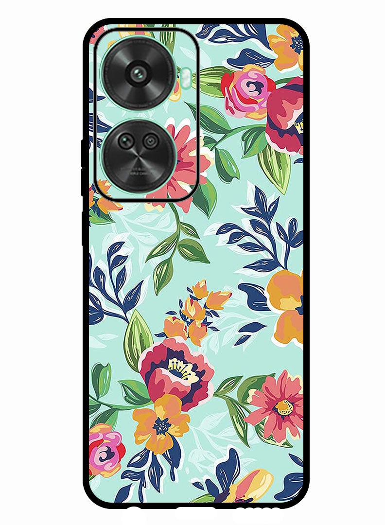Theodor غطاء واقي مضاد للخدش ومقاوم للصدمات لهاتف هواوي نوفا 11 SE مزين برسومات زهور - Image 1
