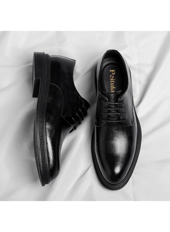 Poitulas Botulaisi Men's Lace-up Business Casual Formal Shoes, British Derby Wear-resistant Wedding Shoes For Men, 9116, Black, Size 44 - Image 2