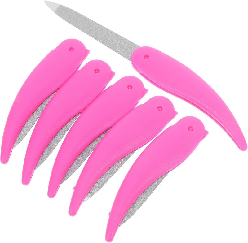 6pcs Double-Sided Stainless Steel Nail Files Foldable Ox Horn Manicure Tools for Natural Nails and Trimming Travel Kit for Women and Salon Use - Image 1